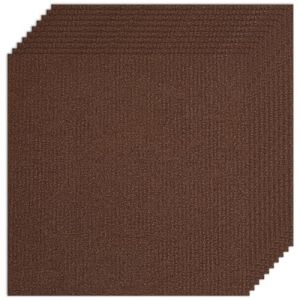 CREATCABIN 10 Dalle Moquette Autocollante 12"x12"Dalles Moquette Carr&eacute;es Antid&eacute;rapantes Rembourr&eacute;es Souples Auto Adh&eacute;sives pour Rev&ecirc;tement Sol Maison Animaux Domestiques Salon Chambre Marron Coco (CREATCABIN FR, neuf)