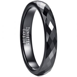 NUNCAD Bague Noire Femme Homme, Anneau en Tungst&egrave;ne, G&eacute;om&eacute;trique Losange, Alliance de Promesses pour Anniversaire Fian&ccedil;ailles, 4mm Taille 67.2(21.4) (NUNCAD FR, neuf)