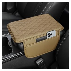 Coussin Accoudoir Voiture Amélioré,Coussin d’Accoudoir Voiture Universel avec Deux Poches,Accessoire Voiture Interieur Confort pour la Plupart des Voitures,Camions et SUV (Beige) (GTLM, neuf)
