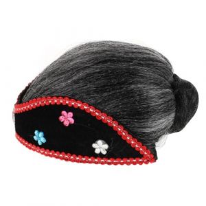 ERINGOGO Perruque De Vieille Dame Avec Chignon Pour Gar&ccedil;on Fille Et Adultes Costume De Mamie Pour Halloween Et Cosplay Accessoire Pour D&eacute;guisements De F&ecirc;te (Jehmal, neuf)