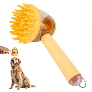 Brosse de Bain pour Animaux avec Distributeur de Savon, 3 en 1 Chiens et Chats Brosse Toilettage Bain le Massage et l'Épilation pour le Nettoyage Quotidien (Jaune) (ChuangYing, neuf)