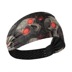 siphylline Grand bandeau rafra&icirc;chissant pour femme avec t&ecirc;te de mort rouge fluo pour femme, pour le sport, la gym, le basket-ball, le maquillage (ZiWei, neuf)