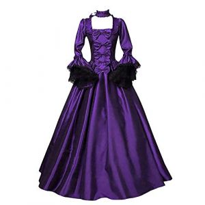 YESOK 2023 Robe R&eacute;tro M&eacute;di&eacute;vale Femme Grande Taille Manches Trompette Robe Reine Femme Victorienne M&eacute;di&eacute;vale Renaissance Gothique Maxi Robe Vintage Adulte Deguisement Carnaval Halloween Cosplay F&ecirc;te (GMGMY, neuf)