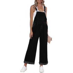 Roskiky Combinaison en jean pour femme Denim Coupe ample Jambe large Bretelle Extensible Pantalon baggy Jeans Y2K Confortable Combinaison &eacute;l&eacute;gante pour femme, Noir , XXL (RoskikyEU, neuf)