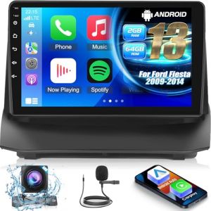 Android 13 2G + 64G Autoradio pour Ford Fiesta 2009-2014, Radio à Ecran Tactile 9 Pouces avec sans Fil Carplay et Android Auto/WiFi/GPS/Bluetooth/EQ/FM RDS Radio+Caméra de recul (annianxishangmaoyo, neuf)
