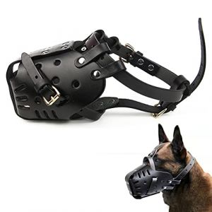 Museli&egrave;re pour Chien, museli&egrave;re en Cuir r&eacute;glable pour Animal de Compagnie, museli&egrave;re d'entra&icirc;nement pour &eacute;viter de Mordre, d'aboyer et de Manger, pour Chiens de Taille Moyenne et Grande (YULonni, neuf)