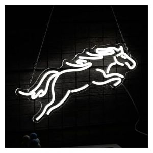N&eacute;on Enseignes lumineuses Decor Panneau Lumineux Au N&eacute;on Pour Cheval LED &Agrave; Intensit&eacute; Variable, Pour Homme, Cave, Bar, Bureau, Zoo D&eacute;coration Murale, Aliment&eacute; Par USB 18.6cm&times;44cm (DDSMMBHD, neuf)