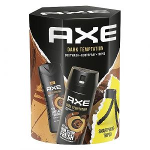 Axe Coffret cadeau Dark Temptation avec spray pour le corps, gel douche et trépied pour smartphone (150 ml + 250 ml) (IwonaTEC, neuf)