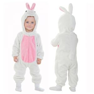 Doladola Barboteuse Animale &agrave; Capuchon pour Fille de b&eacute;b&eacute; gar&ccedil;on B&eacute;B&eacute; Grenouill&egrave;res Animal Pyjama Combinaison Barboteuse Enfant Filles Costume (Lapin blanc, 3-4 ans) (Doladola-FR, neuf)