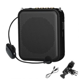 bangminda Amplificateur de Voix Portable Rechargeable Mini Haut-Parleur avec Micro Filaire et Tour de Taille Microphone Personnel Haut-Parleur pour Ensignants Amplificateur Vocal Guides R&eacute;union (Noir) (STARPIA, neuf)