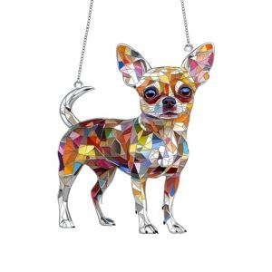 HUVZOR 1 pièce Suspension Suncatcher de Colibri, Coloré Attrape lumière en Acrylique, Décor de Suspension Oiseaux Décoration Murale, pour Chambre, Salon, Balcon, Décoration Jardin(Chien 02) (Volumetech OU, neuf)
