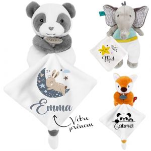 KDO MAGIC - Doudou personnalis&eacute; - Personnalisable avec Un pr&eacute;nom - Peluche personnalis&eacute;e - Cadeau Naissance, gar&ccedil;on, Fille, b&eacute;b&eacute;, Anniversaire (Lune Bleu, Panda) (KDO-MAGIC, neuf)