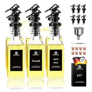 SAEIV Huile D'olive Bouteille Verre Set,6 Bouteille Verre 160ml,6 Bec Verseur Huile D'olive,Vinaigrette Distributeur Huile D'olive (Sayjia GmbH, neuf)