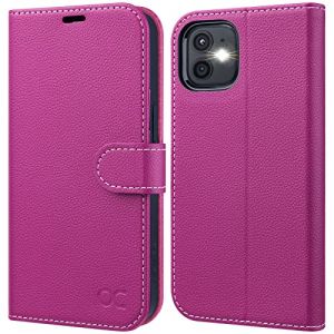 OCASE Etui Coque iPhone 12/12 Pro, Antichoc TPU Housse iPhone 12 Pro Cuir PU Portefeuille [RFID Blocage] [B&eacute;quille] [Fentes pour Cartes] Coque pour iPhone 12 Pro/iPhone 12 (6,1") Litchi Rose Framboise (OCASE-EU, neuf)