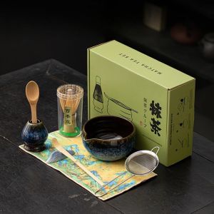 TOPDÉCORÉ Fouet Matcha,Matcha Kit Cérémonie,8 Pièces Ensemble à Matcha avec Bol à Matcha,Fouet à Matcha,Support de Fouet,Cuillère,Filtre,Serviette de Thé,Stand,Cadeau pour les amateurs Matcha(Bleu) (TOPDÉCORÉ-FR, neuf)