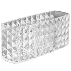 Porte-pinceau de maquillage 1PC, organisateur de brosses maquillage &agrave; 3 compartiments, organisateur brillant &agrave; l&egrave;vres en plastique transparent, support crayon compact pour la vanit&eacute; (Xoulovepe, neuf)