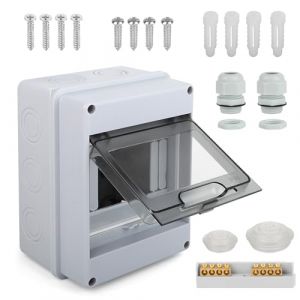 Coffret Electrique Etanche,Coffret Electrique Etanche Exterieur IP65, 5 Modules, Terminaux et Rails Int&eacute;gr&eacute;s Bo&icirc;te &agrave; Fusibles Distributeur en Saillie,pour l'ext&eacute;rieur, Industriels, Postes de Charge (PERSEFONI STOR, neuf)