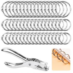 Annickee Anneaux de Reliure 15mm 20mm, Lot de 120 Métalliques Articulés de Reliure Anneau de Rideau, avec Pinces de Poinçonnage 6mm - Peut Collecter les Déchets de Papier, pour Cahier Scrapbooking (Changyao, neuf)