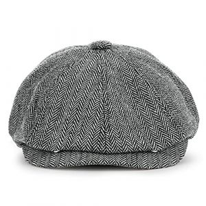 KeepSa Gavroche Casquette Baker Boy Hat Flat Caps - 8 Panel Peaky Herringbone Tweed Gatsby Hat Ivy Irish Cap pour Hommes et Femmes (Charmylo, neuf)