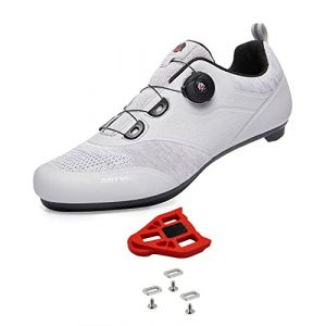 ARTVEP Chaussures de Cyclisme Homme Femmes Chaussure Peloton Chaussures de Vélo Route VTT, Compatibles Look SPD SPD-SL Delta avec Crampons Antidérapants Gris EU 47 (Superest-EU, neuf)