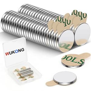 Wukong 50 Pièces Aimant Autocollant Puissant, 10×1mm Petit Aimant Adhesif Aimant Neodyme, Frigo Aimant Plat Mini Aimant Rond pour l'artisanat, Le Bricolage, la Cuisine et la Maison (WukongMag, neuf)