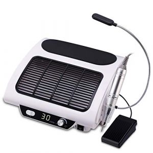 Ponceuse &agrave; Ongles avec Aspirateur Ongle, AZ GOGO 3 en 1 Ponceuse pour Ongles Professionnelle 30000RPM, Aspirateur Manucure Poussiere Ongle avec 6 Forets/P&eacute;dales de Commande/Lampe LED flexible/Filtre (HHTD TECH UK, neuf)
