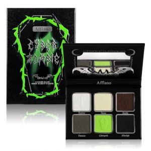 Afflano Fumé Palette d'Ombres à Paupières Vertes, Cyber Goth Eyeshadow Palette Maquillage Smoky Gothique Avec Miroir, Vert Néon Brun Noir Blanc Gris Très Pigmenté, Longue Durée Maquillage Yeux Verts (Afflano Direct, neuf)
