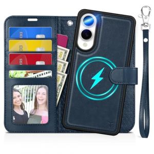 TUCCH Coque pour Galaxy S25 Edge, 2-en-1 D&eacute;tachable Etui Cuir Synth&eacute;tique Galaxy S25 Edge, Housse Foilo Dragonne [RFID Blocage] Portefeuille Protection Support pour Galaxy S25 Edge 5G 6,7" - Bleu (EC-GLOBAL FR, neuf)