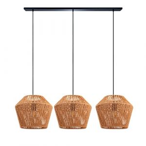 Paco Home Suspension Table À Manger Osier Boho Lampe Suspendue Salle À Manger E27 Rotin Papier, Couleur:Nature (Ø33cm), Type de luminaire___Couleur:Lampe à suspension - Noir (Tapis24, neuf)
