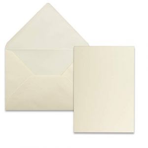 Lot de 150 cartes avec enveloppes - Cartes simples au format A5 (14,8 x 21 cm) - Enveloppes au format C5 (15,4 x 22 cm) - Avec fermeture par collage humide - Vanille (GUSTAV NEUSER GmbH, neuf)