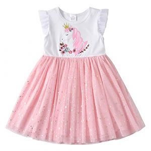 VIKITA Robe Fille Princesse Partie Casual Enfants Tulle Robe d'été sans Manche SH4785 6-7 Ans (VIKITA FACTORY STORE EUROPE, neuf)