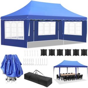 Tonnelle de Jardin Exterieur 3x6, Tonnelle Pliante 3x6 Imperméable avec 4 Parois Latérales,6 Sacs de Sable, Tente Hauteur Réglable,Protection UV 50+,12 Clous de Sol,Fête/Festival/Camping, Bleu (Dorigod Trading Limited, neuf)