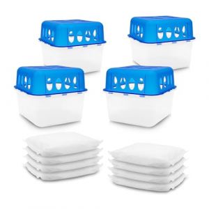 Spetebo Ultra Fresh Lot de 4 bo&icirc;tes de granul&eacute;s d&eacute;shumidificateurs avec 8 sacs de recharge de 400 g - D&eacute;shumidificateur avec bac de r&eacute;cup&eacute;ration - R&eacute;utilisable - Rechargeable sans &eacute;lectricit&eacute; (Special-trends, neuf)