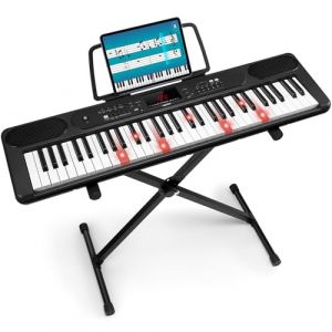 LEKATO Piano numérique 61 touches avec support, clavier électronique pour débutants, touches éclairées, écran LED, modes d'apprentissage, pupitre, noir (Mikasu, neuf)