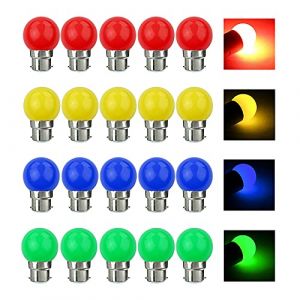 V-TOO Ampoule LED Couleur B22 3W &eacute;quivalente 30W 240LM AC 220V-240V B22 Ba&iuml;onnette Ampoules Guirlande Couleur LED Ampoules Multicolore pour Maison Bar F&ecirc;te D&eacute;coration d'ambiance - Lot de 20 (V-TOO, neuf)
