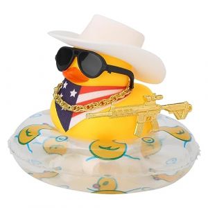 Stronrive Jouets Canard Jaune Voiture D&eacute;coration Canard Jouet, Voiture Canards Squeak Accessoires D&eacute;coration avec Chapeau Anneau Bain Collier Lunettes Soleil pour La D&eacute;coration (Stronrive, neuf)