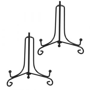 JJiaoLinin Présentoir de Fer, 2 Pack Noir Chevalet en Fer Forgé, Support de Cadre Photo, pour Photo, Cadres pour Image, Livres de Cuisine, Assiettes décoratives, Tableaux et pièces d’Art（5 Pouces） (Xinyujiaolonglingkejiyouxiangongsi, neuf)
