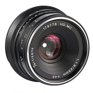 7Artisans 25 mm F1.8 Mise au Point Manuelle Prime Fixe Objectif pour Olympus et Panasonic Micro 4/3 mFT M4/3 Cam&eacute;ras - Noir (7-artisans Official Store, neuf)
