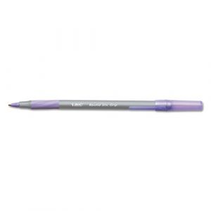 BIC &ndash; Lot de 12 stylos &agrave; bille Round Stic Grip Xtra Comfort, pointe moyenne (1,2 mm), encre violette - GSMG11PE (DINAN, neuf)