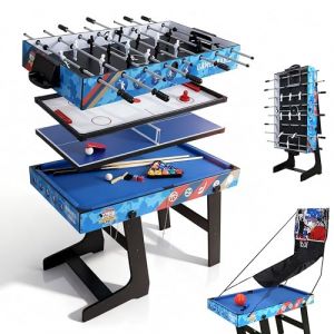 HLC 5 en 1 Table multijeux Terrain de Babyfoot Ping-Pong Billard Hockey sur Cadre de Basketball Pliable, Adapté aux Adultes et aux Enfants Idéal pour Cadeaux d'anniversaire. (XHLC Hyper Patio, neuf)
