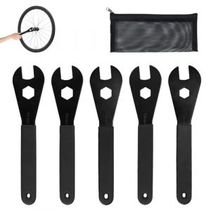 Starward 5 Pièces Jeu Clés Écrous Coniques, Kit Cliquet pour Moyeu Vélo 13/14/15/16/17 mm, Clés Hexagonales Vélo, Estrattore Bicicletta avec Rangement, pour Acier Carbone Clé Cône Moyeu Axe (NEBULO, neuf)