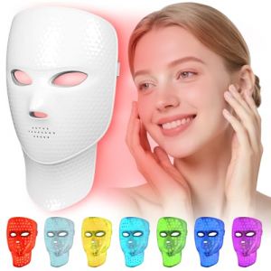 Masque de luminoth&eacute;rapie LED pour le visage et le cou, 7 couleurs de lumi&egrave;re, appareil photonique LED, masque facial th&eacute;rapie pour anti-&acirc;ge, rajeunissement, beaut&eacute; du visage, anti-rides, rechargeable (numberds, neuf)
