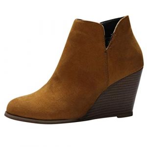 Susenstone Bottines Femme Plates Cuir Hiver Chaud Talon Compens&eacute; Bottes Grand Taille Serpent Imprim&eacute; Vintage Sexy Mode Chaussures Ankle Boots (⭐⭐⭐⭐⭐Susenstone, neuf)