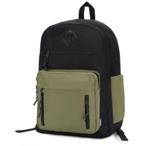 VASCHY Sac &agrave; Dos Homme, L&eacute;ger Sac a Dos Voyage Femme avec 2 Grands Compartiments 15,6 Pouces Sac &agrave; Dos College Fille Garcon Ado Cartable pour Ecole Travail Noir et Vert (Vaschy, neuf)