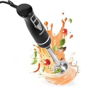 Duronic HB35B Mixeur plongeant &agrave; main 350W 2 R&eacute;glages de Vitesses 2 lames en acier inoxydable Axe en inox R&eacute;siste &agrave; la chaleur Id&eacute;al pour Soupe P&acirc;tisserie Smoothie Pur&eacute;e Fruits L&eacute;gumes (DuronicEU, neuf)