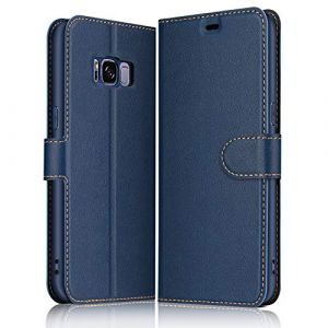 ELESNOW Coque pour Samsung Galaxy S8, Premium Portefeuille Étui Housse en Cuir Compatible avec Samsung Galaxy S8 (Bleu Profond) (Tianwen, neuf)