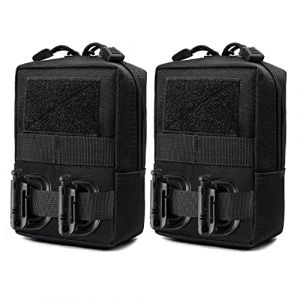 2 Pack Pochette Tactique Molle Petite Militaire Accessoires Poche Convient aux Gilet Tactique Sac a Dos Ceintures randonn&eacute;e Camping Trousse Sacoche (Noir) (TANSOLE OUTDOOR, neuf)