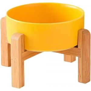 G&eacute;n&eacute;rique Gamelle Double Sur&eacute;lev&eacute;e C&eacute;ramique pour Gros Chiens,Mangeoires pour Animaux Compagnie, Bol pour Chat Fournitures d'alimentation pour Chiens Petite,Moyenne et Grande Taille avec Support Bois (Zhang cheng shangcheng, neuf)