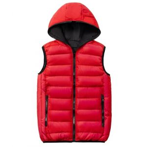 LAUSONS Enfant Gilet à Capuche Hiver Garçon Fille Veste sans Manche Gilet Matelassé Rouge 164-170/14-15 ans (Lau's Store, neuf)
