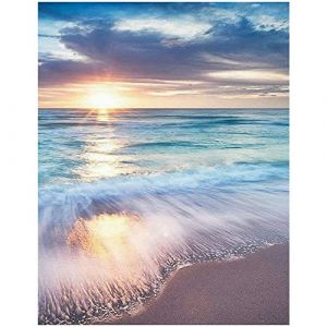 5D DIY Square Diamond Painting Kit Complet 40x50 cm Perle Diamant a Coller Enfant Peinture Diamant Paysage Bord de Mer Broderie Diamant le Coucher du Soleil Point de Croix Perles Diamant Carr&eacute; (BEIMIN, neuf)